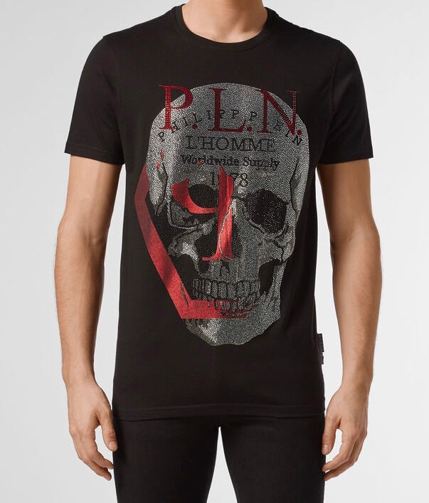 PHILIPP PLEIN T SHIRT ROUND NECK PLATINUM CUT